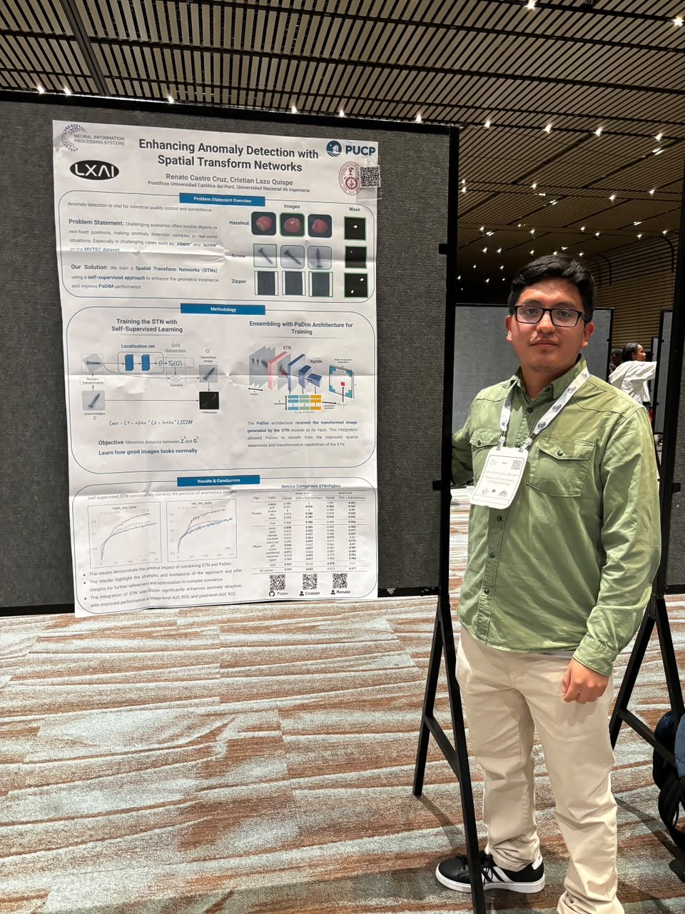 Cristian Lazo at his NeurIPS 2023 anomaly-detection poster